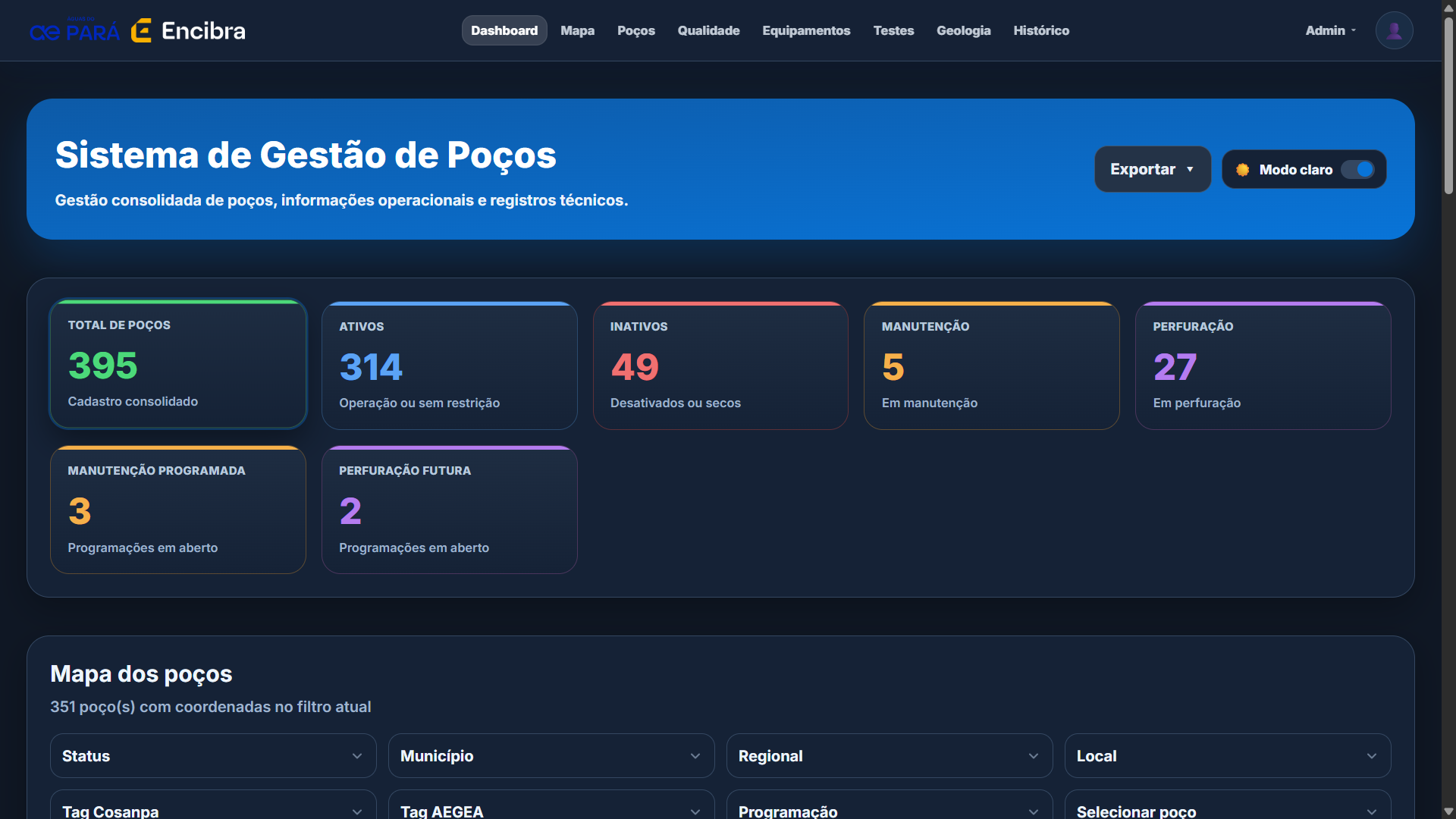 GESTÃO DE POÇOS — preview